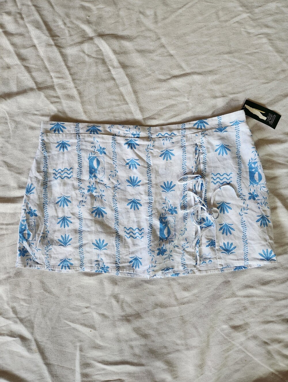 Wild Fable Blue White Floral Wrap Mini Skort XL NWT Cottagecore Coastal